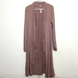 NWT Mauve Stretchy Waterfall Full Length Duster